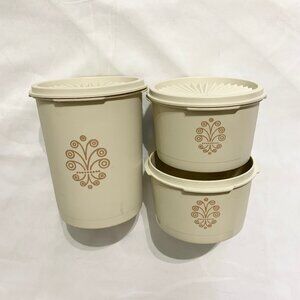 VTG 60s Tupperware 3 Piece Set Made In Canada Cream Almond Colour